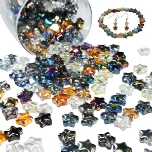 8mm Star Beads for Bracelet, Assorted Glass Beads in Bulk, Celestial Universe Beads, DIY Jewelry Supplies, Gift for Beaders, 300 Pcs