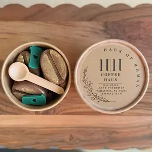 H|H Coffee Haus Hand Poured Wax Melts Scoops 4.0 oz | 113 G - Coffee cups and Espresso beans Shaped Coconut Wax Scoop Cups for Cozy Fragrance Candle
