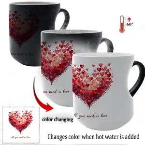 Magic Color Changing Heart-Shaped Mug, Thermosensitive Ceramic Cup 11oz/330ML, Perfect Valentine's Day Gift for Her, Mom, Lovers