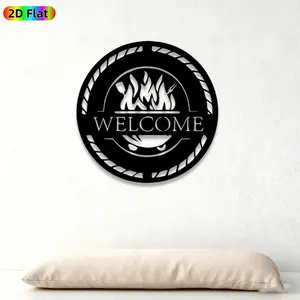 1pc Bonfire Welcome Metal Wall Art, Bonfire Welcome Statue Mural, Ideal Gift for New Year, Easter, Bonfire Party Enthusiasts, Weather-Resistant Metal Wall Decor Wall Sculptures, Perfect for Outdoor Wall & Garden Fence, Bonfire Decor Enthusiasts