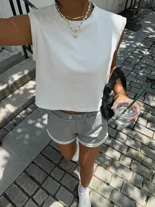 【Graduation Season】Women's Casual Plain Short Vest Top, Simple Style Suitable for Home & Daily Outings, Summer Fashion Essential, Comfortable Fit
