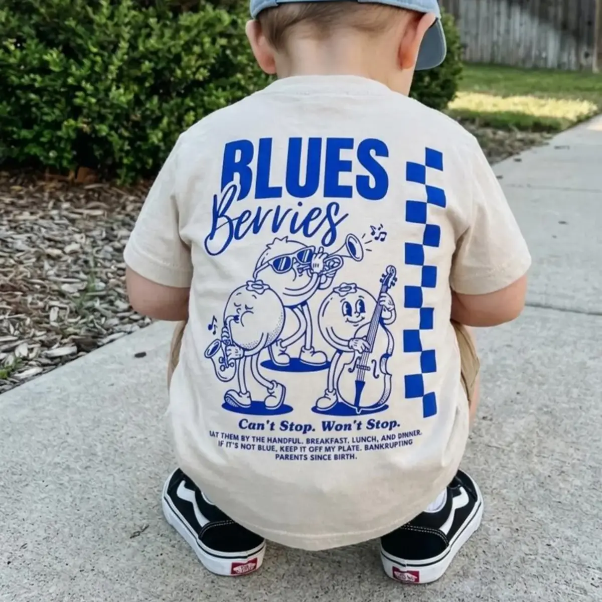 Retro Toddler T-Shirt | Blueberry 2 Sides Kids Tee | Vintage Cartoon Graphic Shirt | Cool Toddler Clothes | Blues Berries Jazz Club