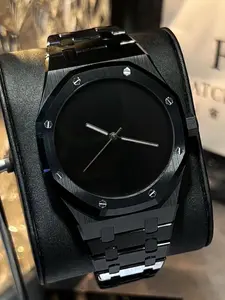 Men's Stainless Steel Dark Knight Black Watch with Luminous Display, Minimalist Trendy Style, Gift Box Packaging, Perfect Gift for Him"