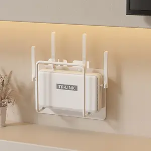 Easy Install No Drill Wall Mounted Router Stand, Fashion Cast Iron, Multi-Purpose Storage Rack Wall Mount Organizer for Living Room, WiFi Holder, Bookshelf, Wall Mount Design