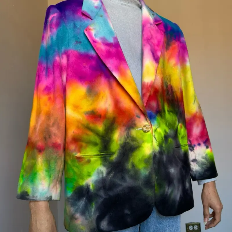 Xl+ Size 18 Women’s Blazer Tiedye Suit Sport Coat Jacket Neon Wool