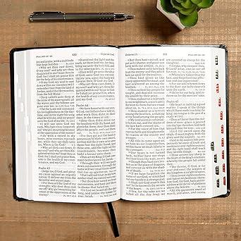 KJV Large Print Personal Size Reference Bible, Charcoal LeatherTouch Crown of Thorns, Indexed, KJV Holy Bible, Red Letter, Pure Cambridge Text, Presentation Page, Cross-References, Full-Color Maps