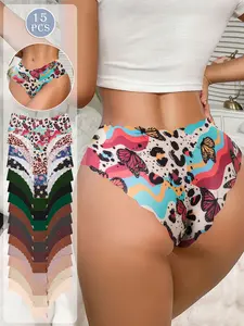 15-pair wave edge low-waisted women's underwear, soft and comfortable scallop shape, solid colors and prints, women's lingerie, Fashion Comfy Underwear
