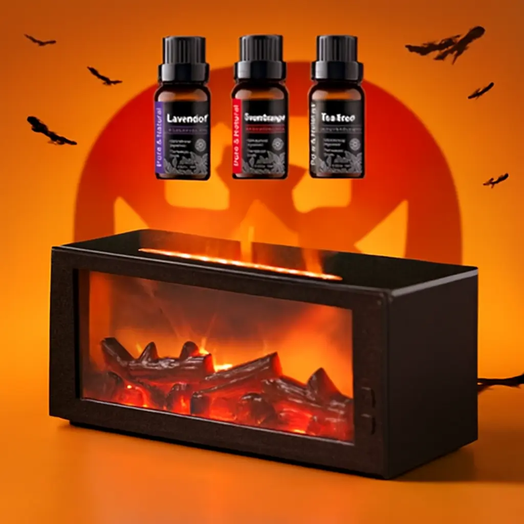 Flame Effect Humidifier & Fire  | Portable Flame Aroma  with Essential  | 7-Color Flame Night Light | Aromatherapy Machine for Home Bedroom Office cool mist desktop   deal Happiness  diffuser oil Replacement Lid diffusing hvac nasal reed Mop Set tiktoksho