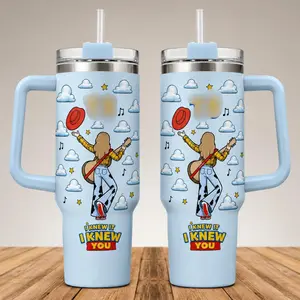 I Knew It Knew You Story Tumbler 40oz With Handle, Cloud Summer Beach Stainless Steels Travel Mug, Gift For Music Fan