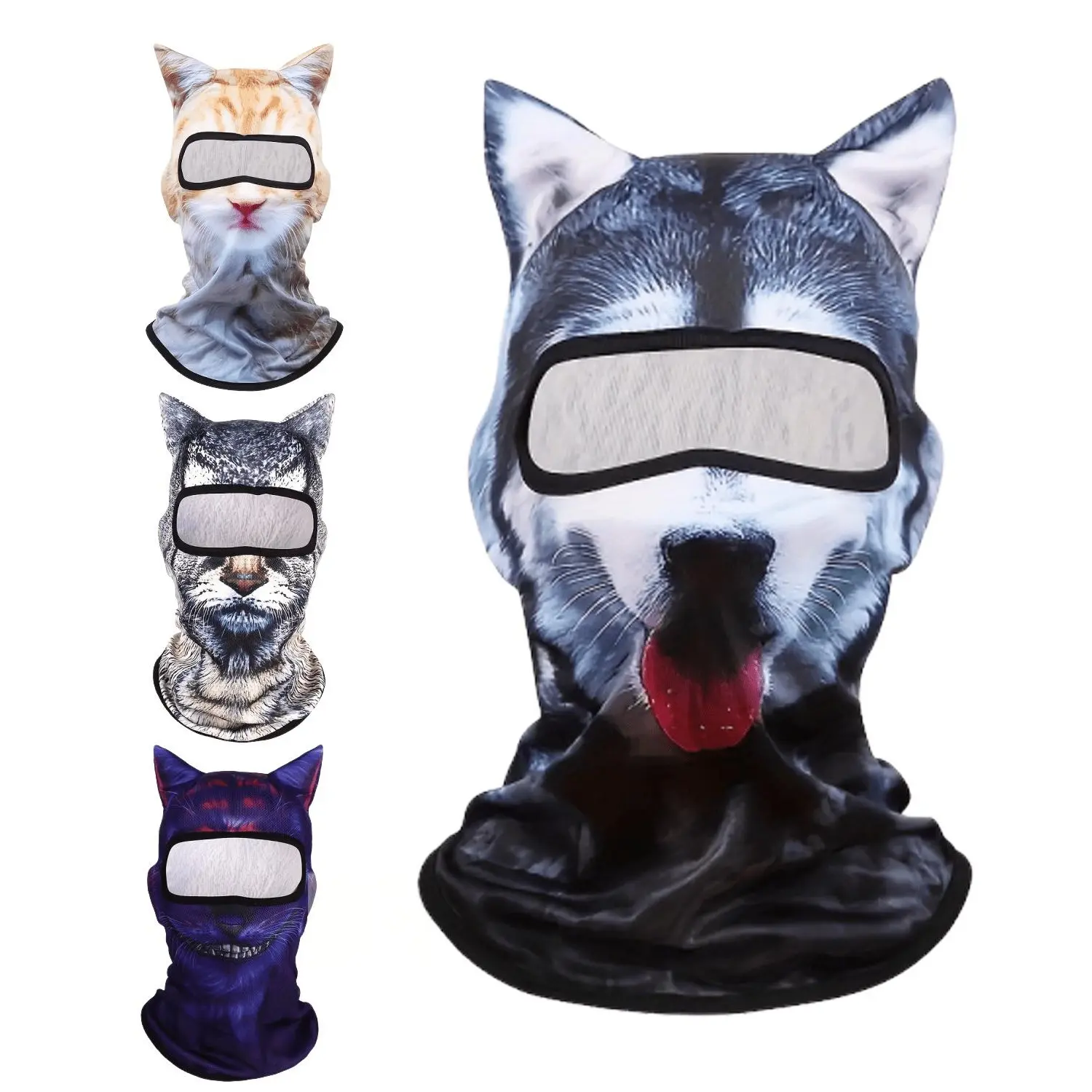 4Pcs/Set Funny 3D Animal Balaclava Ski Mask with Ears,Breathable Motorcycle Face Mask & Helmet Liner for Skiing,Cycling,Fishing,Travel,Halloween Christmas Party Gifts,Hand Tools Kits