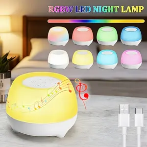 8 Colors LED White Noise Light, USB Rechargeable LED Night Lamp, RGB LED White Noise Light, 10 Types of White Noise Soothing Sound Effects, Dimming & Adjustment, 3 Timing Modes, USB Charging, for Bedroom, Bedside Table, and Study Room