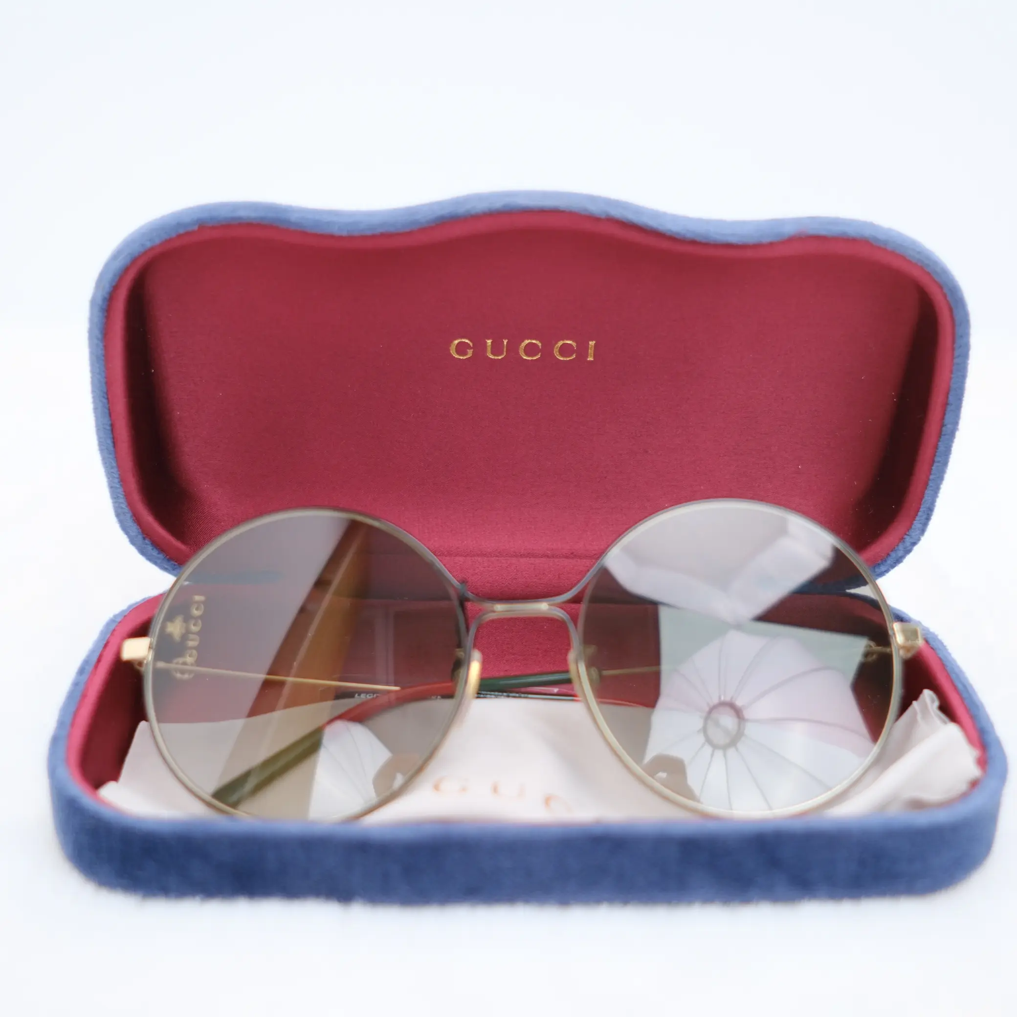 Pre-owned Gucci Round Oversized Black Metal Sunglasses