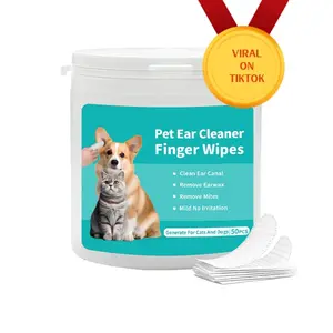50-Count Pet Ear Finger Wipes for Cats & Dogs Ideal for Ear Hygiene and Care Clean Ear Canal Remove Earwax Mild Irritation,Pet Ear Cleaner Finger Wipes, Cat Ear Finger Wipes,Dog Ear Finger Wipes,Pet Ear Finger Wipes