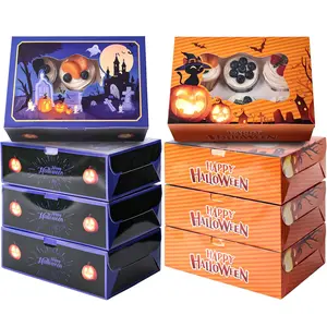 6 Count Cupcake Boxes,8 Sets Halloween Cupcake Containers with Window for Birthday Holiday Bakery Supplies Halloween Party Decorations
