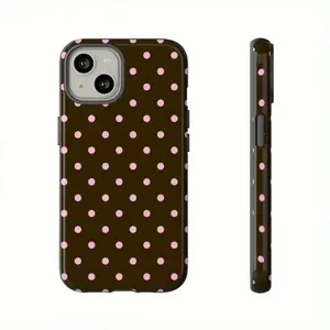 1 cute pink polka dot phone case, stylish brown polka dot phone cover, compatible with iPhone 17 16 15 14 13 12 11 X XS XSMAX XR 7P 8P, fashionable protective case, perfect for fashion and music lovers, an ideal birthday gift
