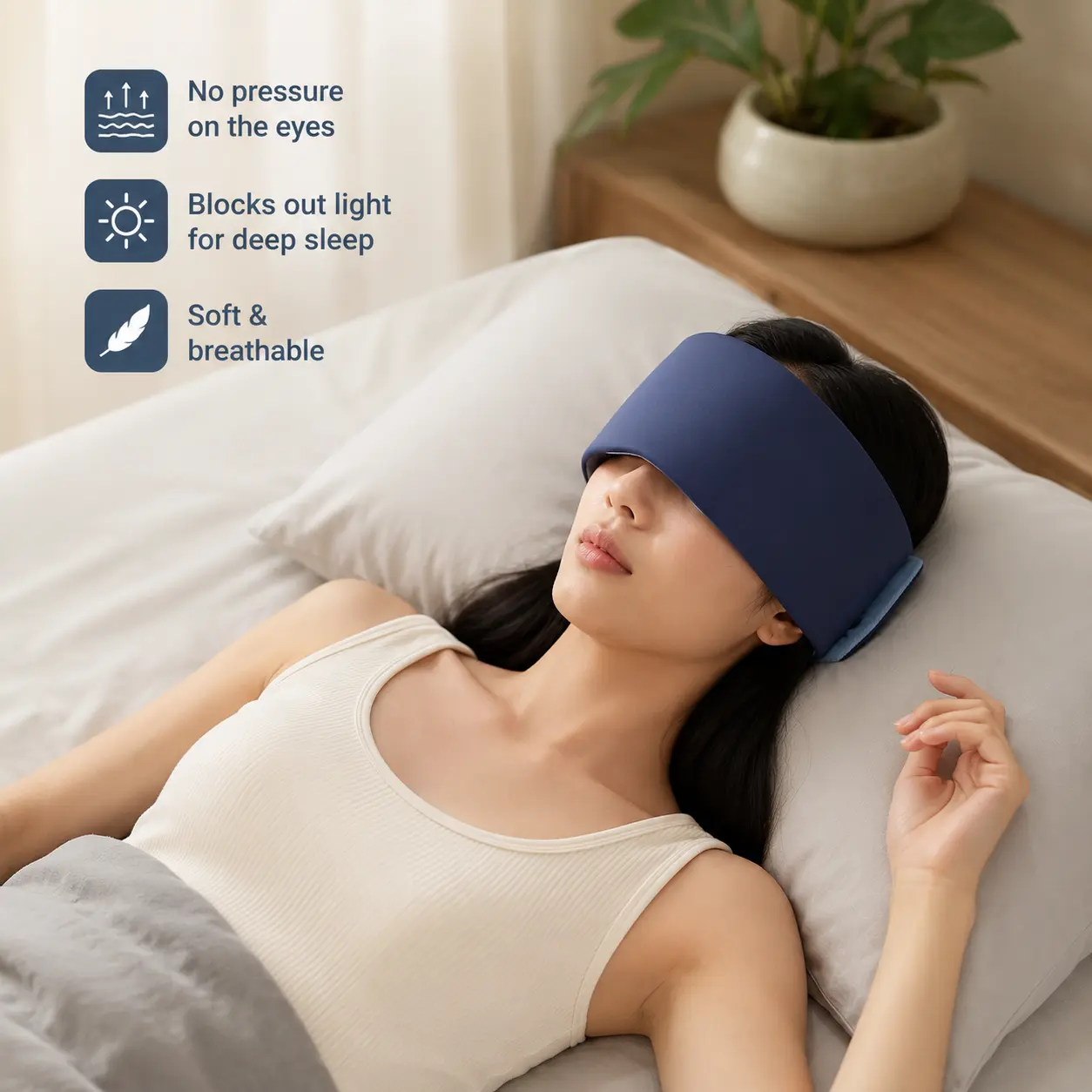 Fluffy Sleep Mask, Reversible Light Blocking Beauty Eye Cover, Breathable with Silent Closure for Daily Routine, Beauty Sleep Masks, Soft Squishy Comfy Sleep Masks