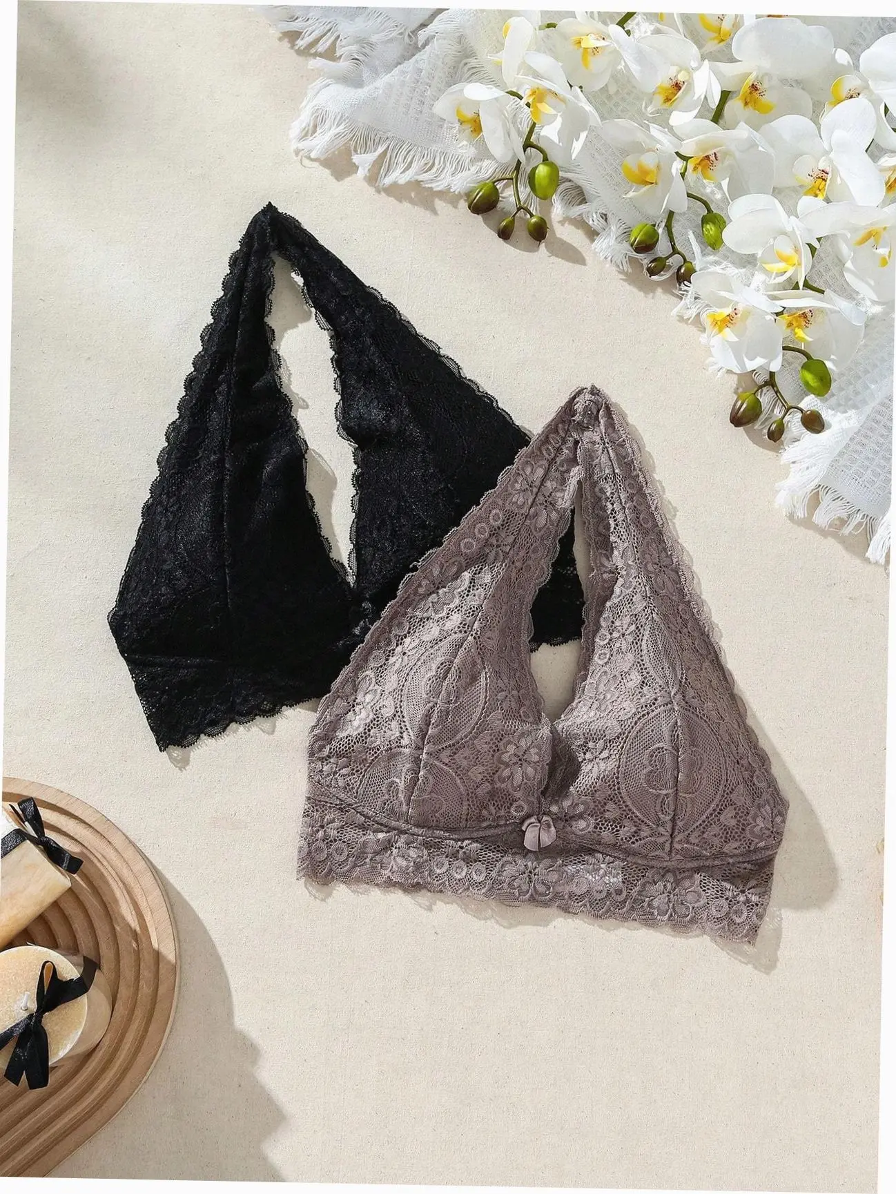 Halter Bralette Backless Contrast Lace Summer Going Out Top