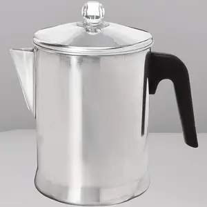 Today Aluminum Stovetop Coffee Percolator Heavy-Duty, Brew Rich Coffee On Stove, 9 Cup Capacity, Silver
