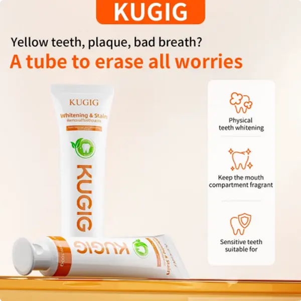 KUGIG Fresh Breath Toothpaste for Bad Breath – Fluoride-Free Whitening Toothpaste for Sensitive Teeth, Mint Flavor Helps Reduce Odor Causing Buildup and Supports Long Lasting Breath Freshness