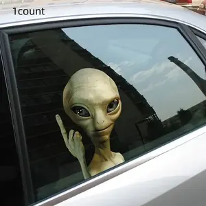Alien Hand Wave Car Decal, Universal Car Sticker, Waterproof Ufo Theme Reflective Motorcycle Sticker, Durable Pe Material for Cars and Bikes