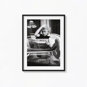 Marilyn Monroe Reading Newspaper Poster, Black and White Wall Art, Vintage Print, No Frame