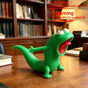 3D figurine - Creative popular cartoon and anime character animal - Abstract lizard figurine model decorative item - Weird and cute small decorative piece - Green lizard Animal theme - Birthday gift & desktop decoration & fan collection desktop decoration