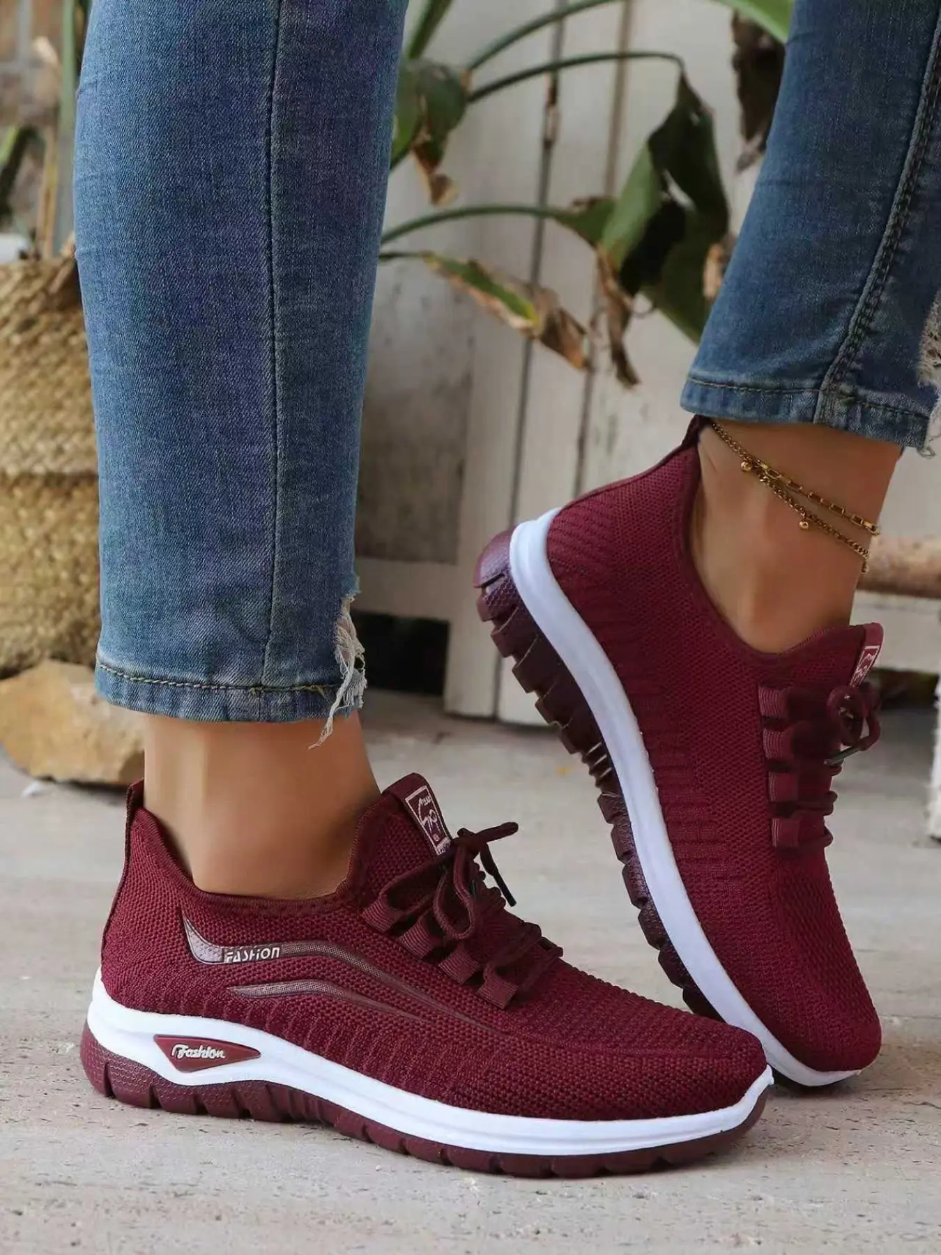 Women's Fashion New Comfortable Lace-Up Fashionable Sporty Trendy Running Shoes, Stylish Athletic Sneakers for Exercise, Casual Sports Footwear