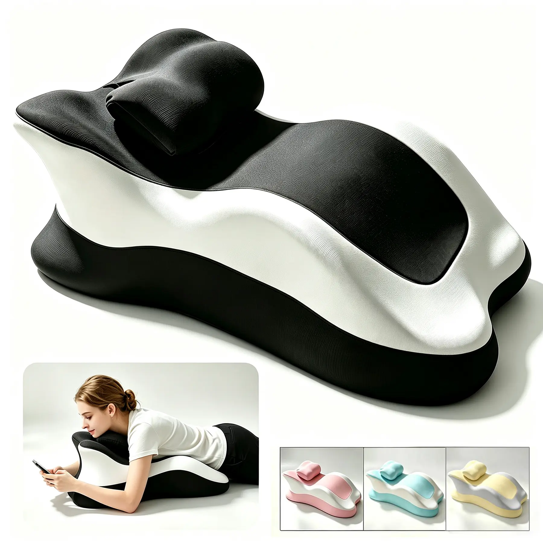 New Ergonomic Memory Foam Wedge Pillow, 27° Angled Support for Neck Waist & Leg Relief, Multi-Position Bed Pillow for Reading Relaxation Back Pain Relief with Removable Washable Cover