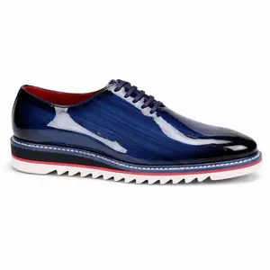 Giovanni Ruben Men’s Patent Leather Oxford Shoe: Cobalt