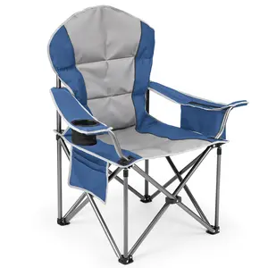 Folding Camping Chair - Heavy Duty Portable Chair with Cup Holder & Cooler Bag, Outdoor Collapsible Design for Garden, Beach, and Fishing