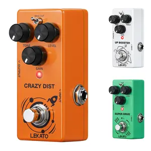 LEKATO CRAZY DIST DS-02 Mini Distortion Guitar Effect Pedal M-style Distortion 2 Modes Bass Cut and Dist / Classic XEP Black Box 2 Modes TS and CLEAN / TS Green Box Overdrive 2 Modes Super and Normal for Electric Guitar with True Bypass
