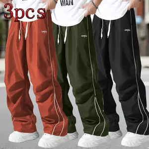 2/3-pcs-Men's Sports Pants Outdoor Hiking Running Fitness Straight-leg Trousers With Pockets Striped Solid Color Two/Three-piece Set for Menswear Jogging Sweatpants #SummerVibes