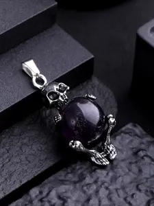 1pc Natural Amethyst Skull Pendant Necklace, Healing Crystal Chakra Quartz Jewelry with Chain, Perfect Gift for Christmas Birthday