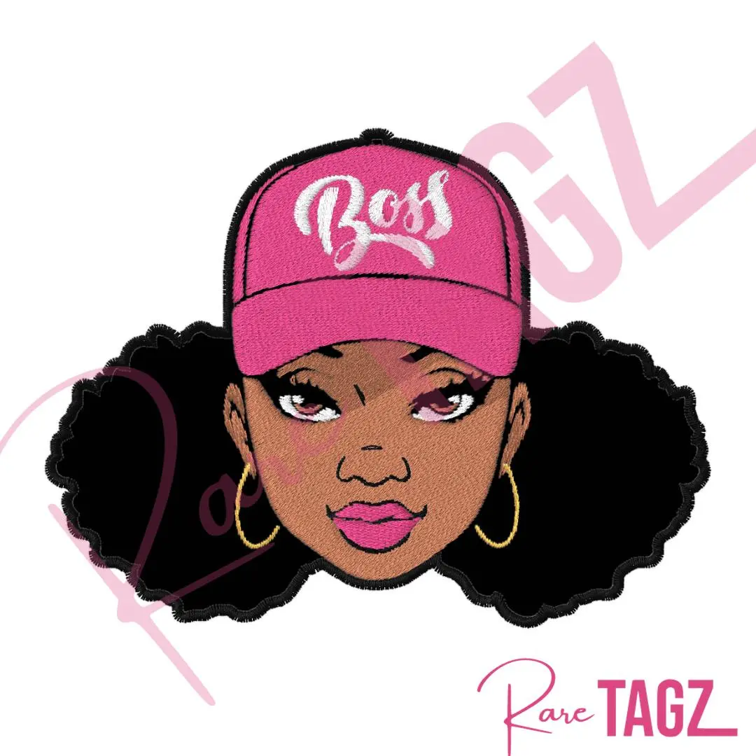 Rare Tagz Boss Lady Hat Embroidered Iron-on Patch for Business & Fashion Unisex Garments Heat Press Friendly High-Quality Personal Touch