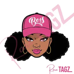 Rare Tagz Boss Lady Hat Embroidered Iron-on Patch for Business & Fashion Unisex Garments Heat Press Friendly High-Quality Personal Touch