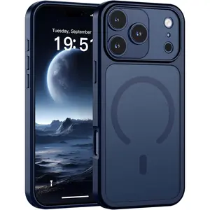 Magnetic for iPhone 17 Pro Max Case (Compatible with MagSafe)(Military Grade Drop Protection)(Camera Protection) Translucent Matte Shockproof Phone Cover,Dark Blue