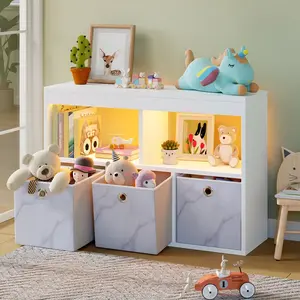 Pinmoco 5-Cube Reversible Open LED Storage Organizer with Three Marbled Fabric Drawers Pinmoco 5-Cube Reversible Open LED Storage Organizer with Three Marbled Fabric Drawers