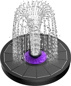 Solar Fountain 3.5W Bird Bath Fountains with Flower 2024 Upgraded Glass Panel, Solar Powered Water Fountain with 7 Nozzle & 4 Fixer, Solar Fountain Pump for Bird Bath, Garden, Pond, Pool (Black)