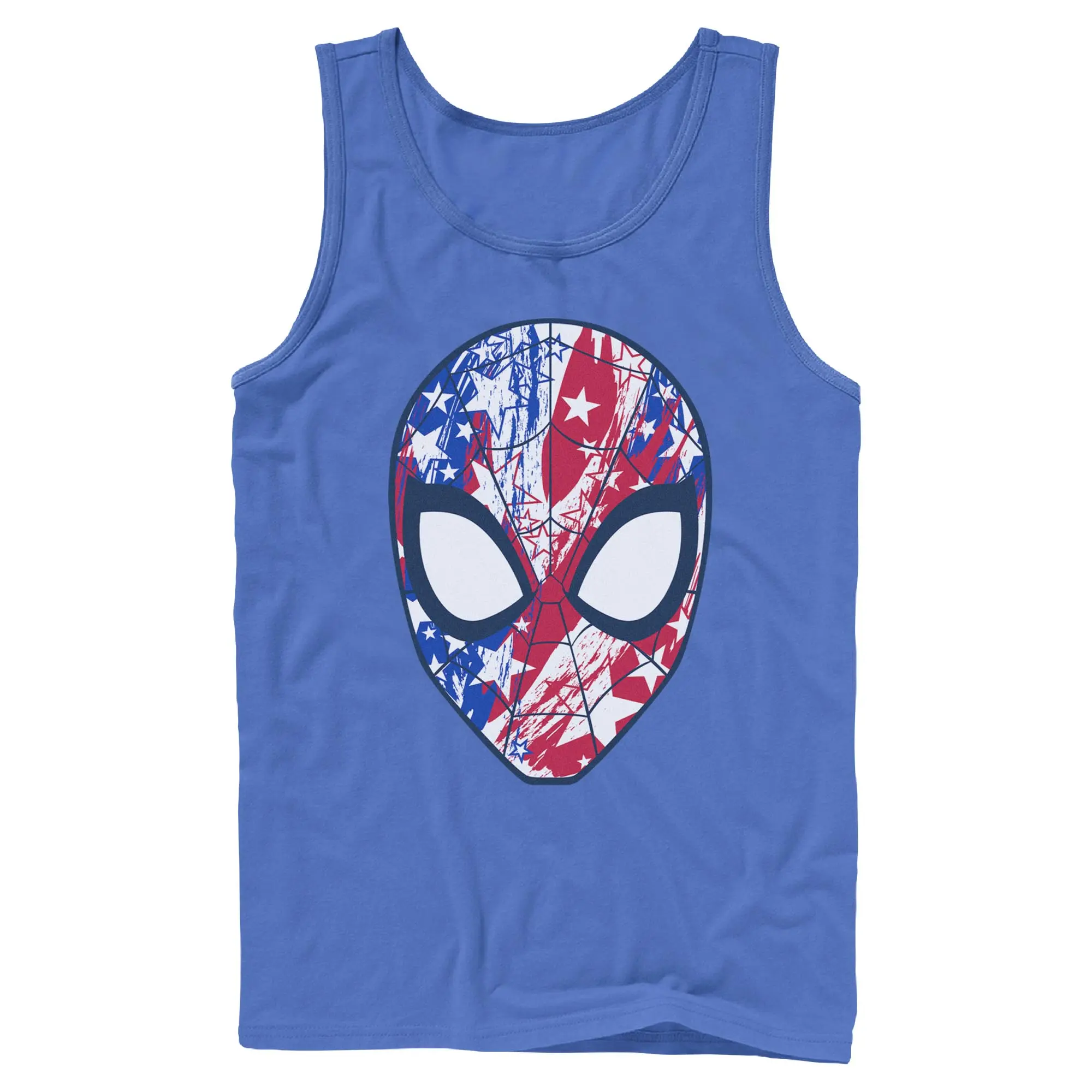 Men's Marvel Spider-Man Americana Flag Graphic Crew Neck Tank Top - Menswear, Casual Distressed Apparel, Pull On, Cold Wash, Machine Washable