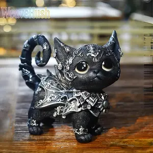 Mysterious Black Cat Resin Ornament, European Style Creative Home Decor Craft, Realistic Pet Cat Statue for Courtyard, Garden & Indoor Decoration, Gothic Vintage Figurine for Living Room, Balcony & Outdoor Patio, Exquisite Art Decor for Pet Lovers & Home