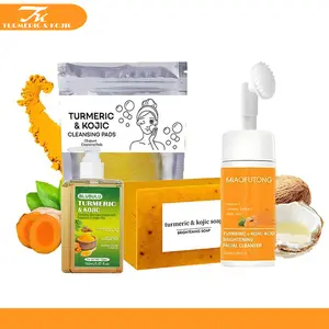 Turmeric Wash and Care Four Piece SetTurmeric Tablets, Turmeric Cleansing Mousse,Turmeric Soap Facial Cleansing Skincare FacialCleansing Cleanser,Turmeric Moisturizing Cream