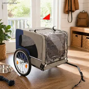 ARCH Dog Bike Trailer - Folding Steel Frame Pet Bicycle Carrier with 20-in Wheels, 2 Entrances, Mesh Windows, Reflectors, Leash, Safety Flag, Universal Hitch, Easy-Connect Design, Enhanced Visibility, and Easy Storage