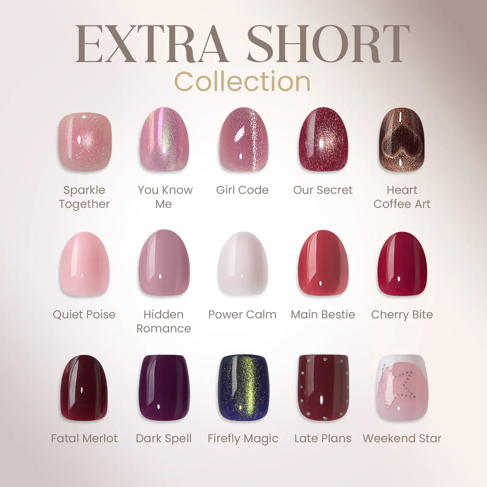 BTArtbox Press On Nails Extra Short, Easy-to-Apply 3D Almond Square French Tip Press On Nails with Glue and Adhesive Tabs in 16 Sizes - 32 Nails All-in-One Kit, Fall Nails, Back to School