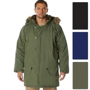 ROTHCO Vintage N-3B Parka - 100% Cotton Heavyweight Poly Fiber Fill - Removable Hood & Artificial Wool Fur Collar - Knit Wrist Cuffs - Drawstring Waist - Storm Flap - Four Front Pockets - Cell Phone Pocket - Zippered Utility Pocket Jacket Menswear