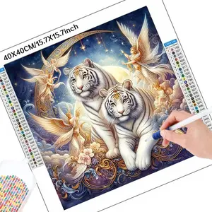Cartoon Tiger Pattern DIY Diamond Arts Colorful Painting Kit without Frame, DIY 5D Diamond Arts Colorful Painting Kit, Wall Art Decor for Home