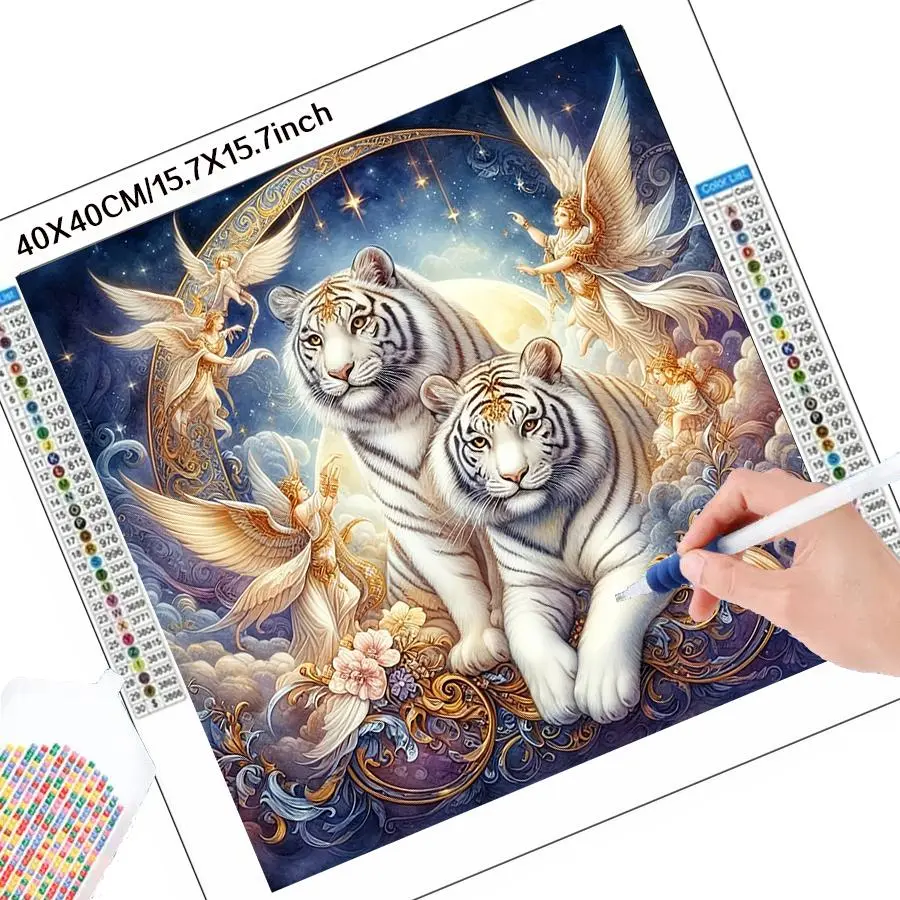 Cartoon Tiger Pattern DIY Diamond Arts Colorful Painting Kit without Frame, DIY 5D Diamond Arts Colorful Painting Kit, Wall Art Decor for Home