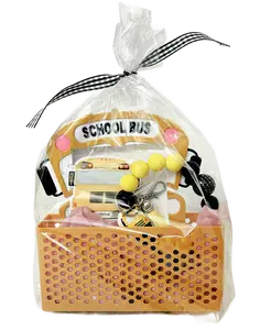 Bus Driver Gift Set – School Bus Sticky Note Holder + Wristlet + Keychain
