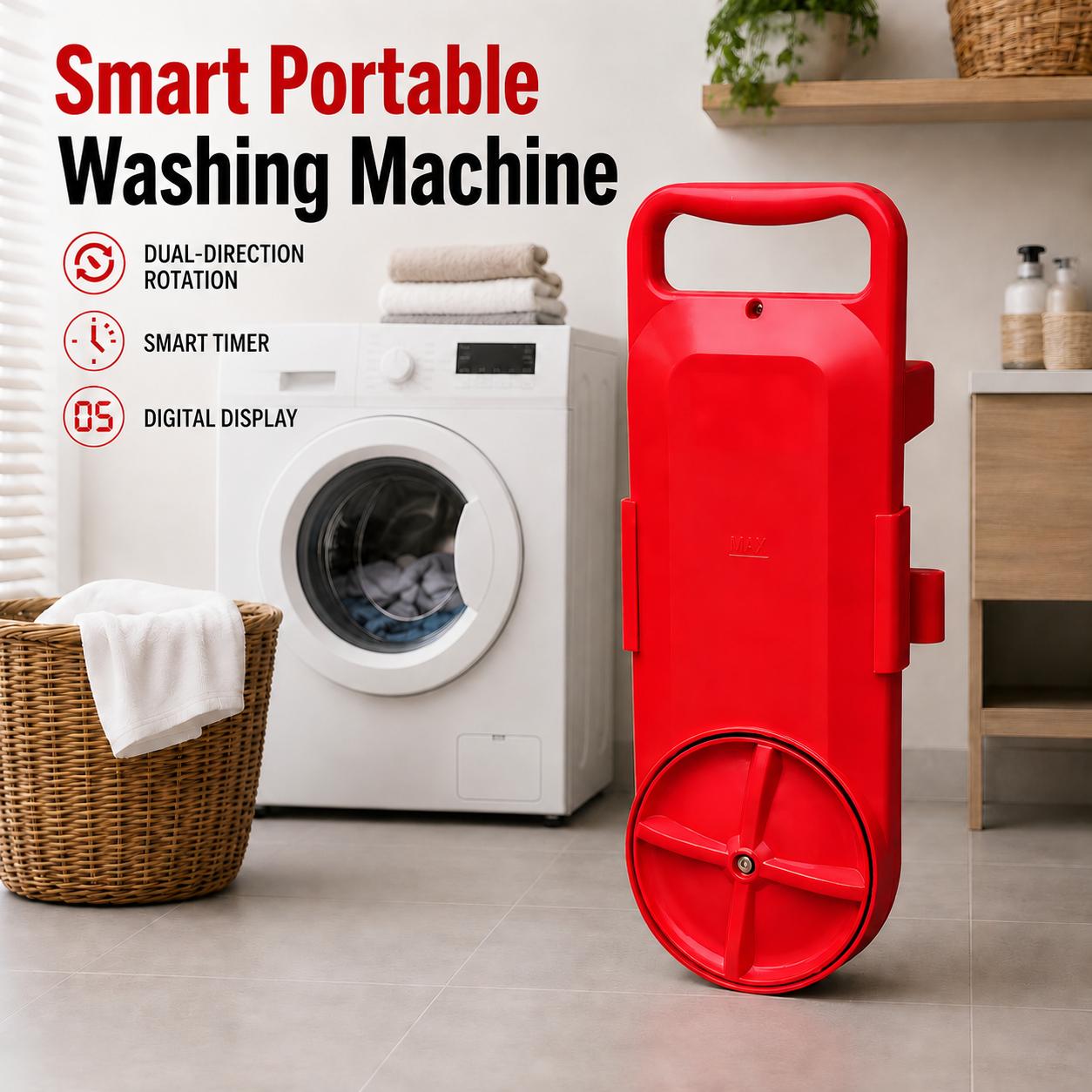 Smart Portable Mini Washing Machine - 25L/6.6gal, Digital Timer, Dual-Direction Rotation, ABS, Corded Unit, Travel Apartment Washer for Underwear & Socks, Small Spaces Dorms Rv [Bucket Not Included]