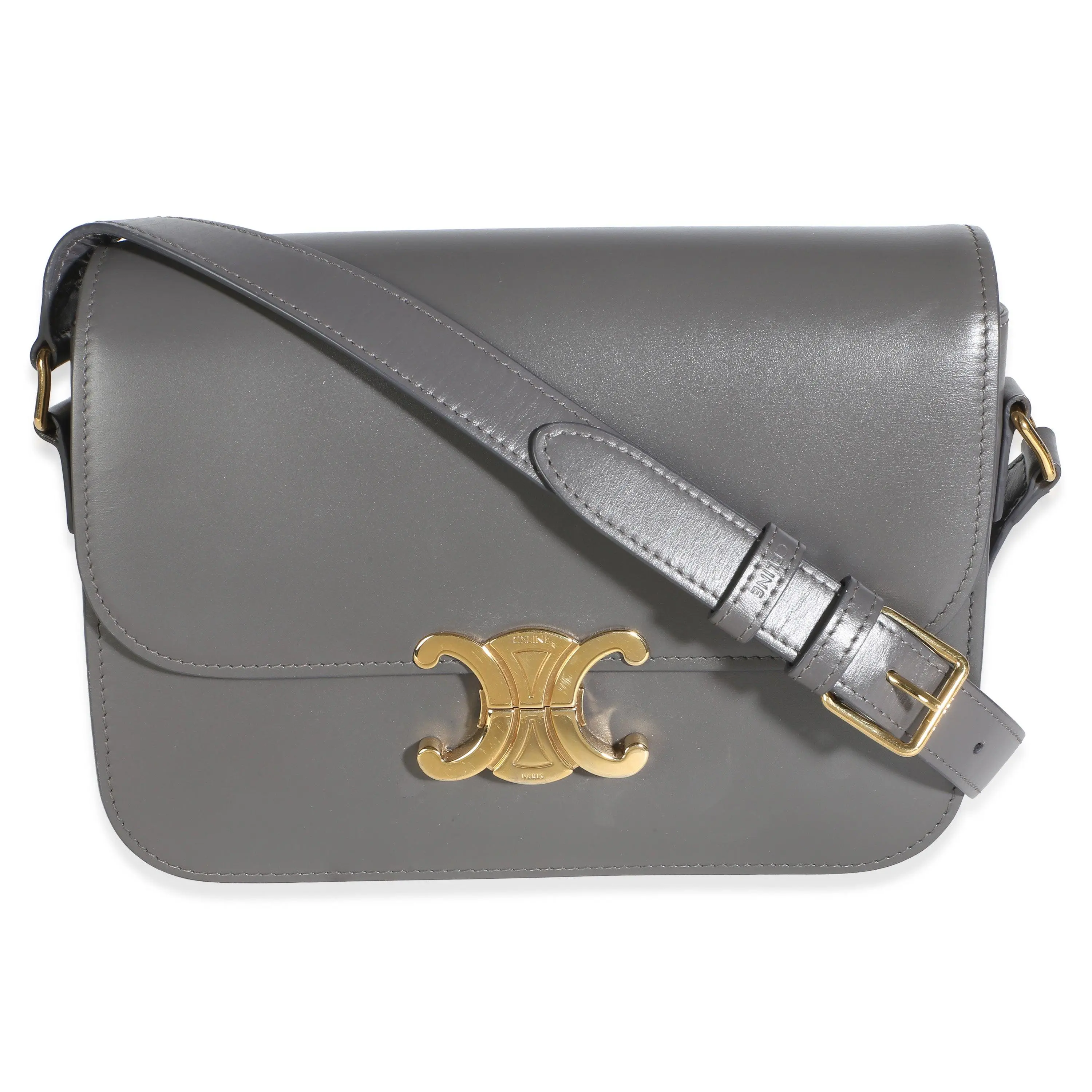 Pre-owned Celine Leather Crossbody Bag NY157350 Pebble Smooth Calfskin Teen Triomphe Bag