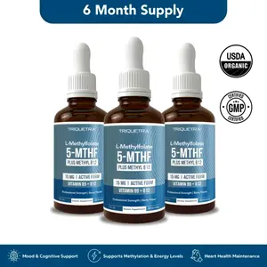 【Flash Sale 3 bottles] L Methyl Folate 15mg + B12 Pro Strength, Liquid 5-MTHF Form, Supports Mood, Methylation, & Cognition Supplement Energy Levels Vitamin Methylcobalamin